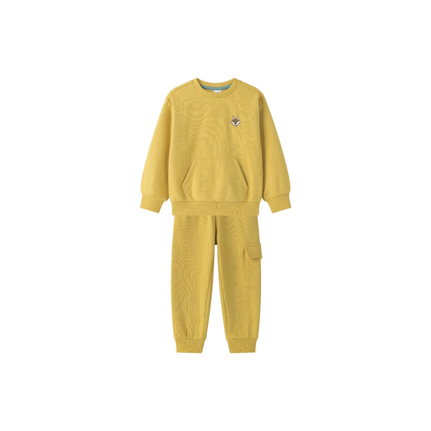 Conjunto bebé niño sudadera y pantalón felpa mostaza | Comodidad y estilo 2-6 años