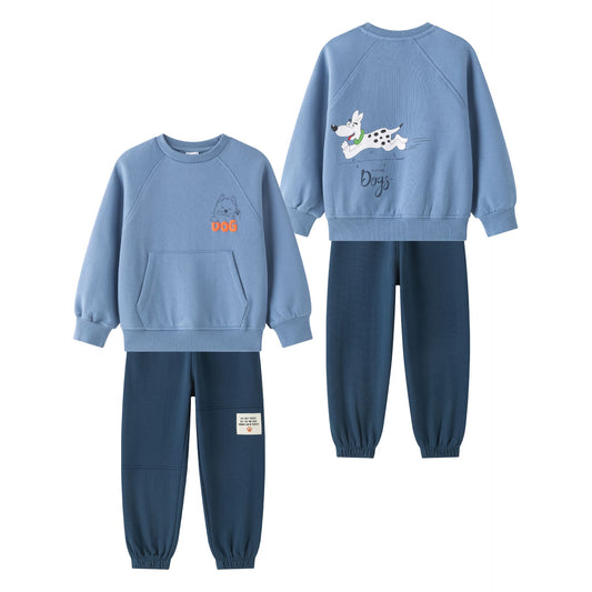 Conjunto bebé niño sudadera y pantalón felpa azul y marino | 2-6 años