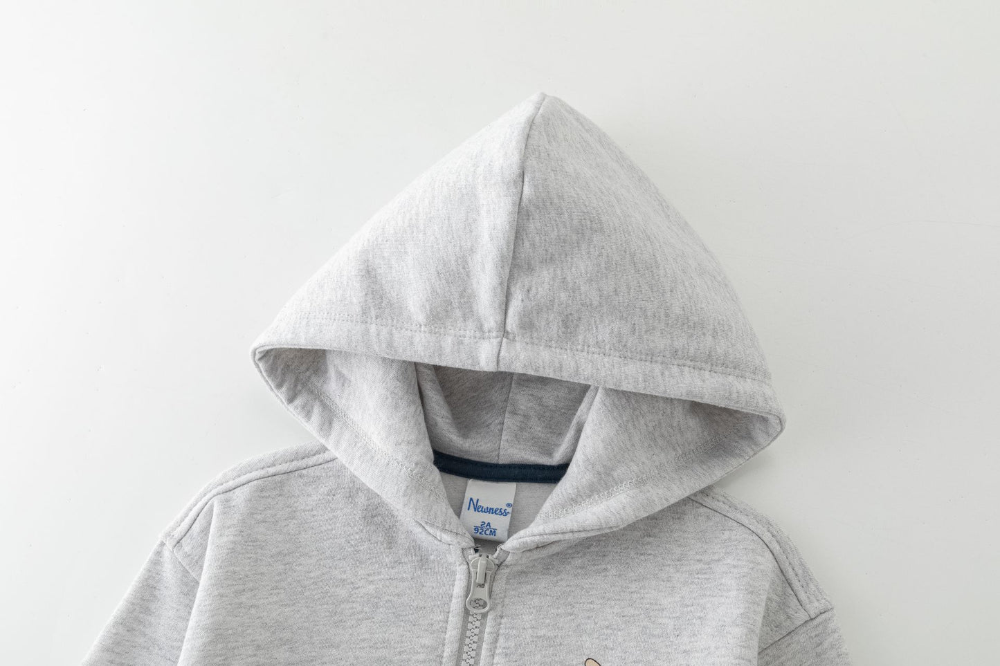 Chaqueta niño felpa gris claro con capucha y gráfico animal | 2-6 años