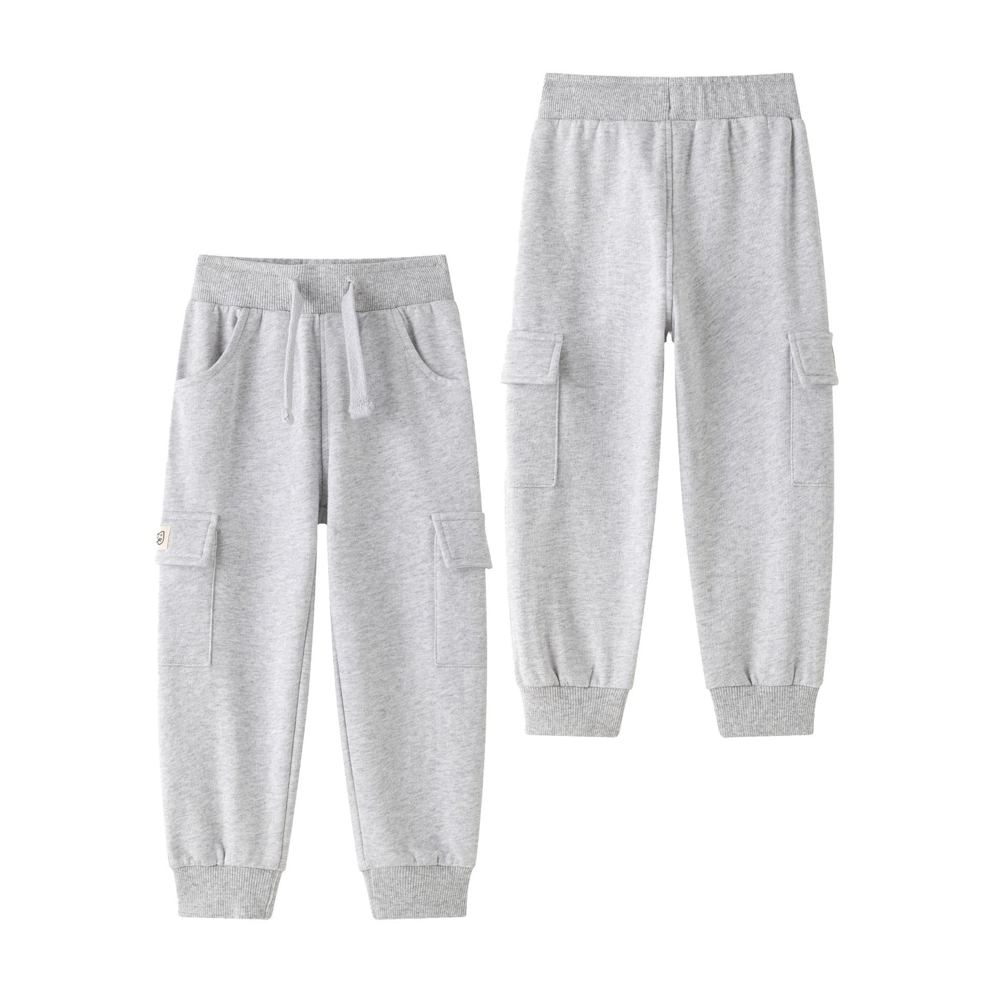 Pantalón deportivo niño felpa gris claro con cordón y bolsillos | 2-6 años