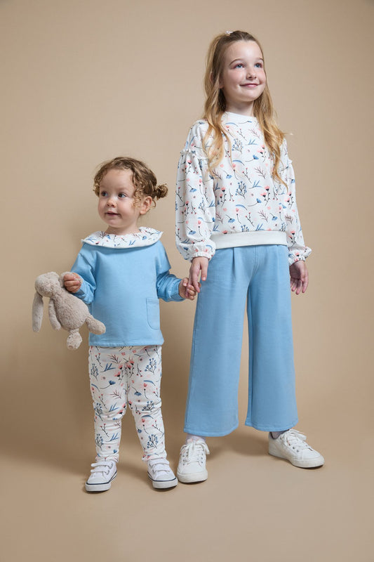 👶💙 Sudadera bebé niña con cuello de flores | Azul 6-24M - BGI65518