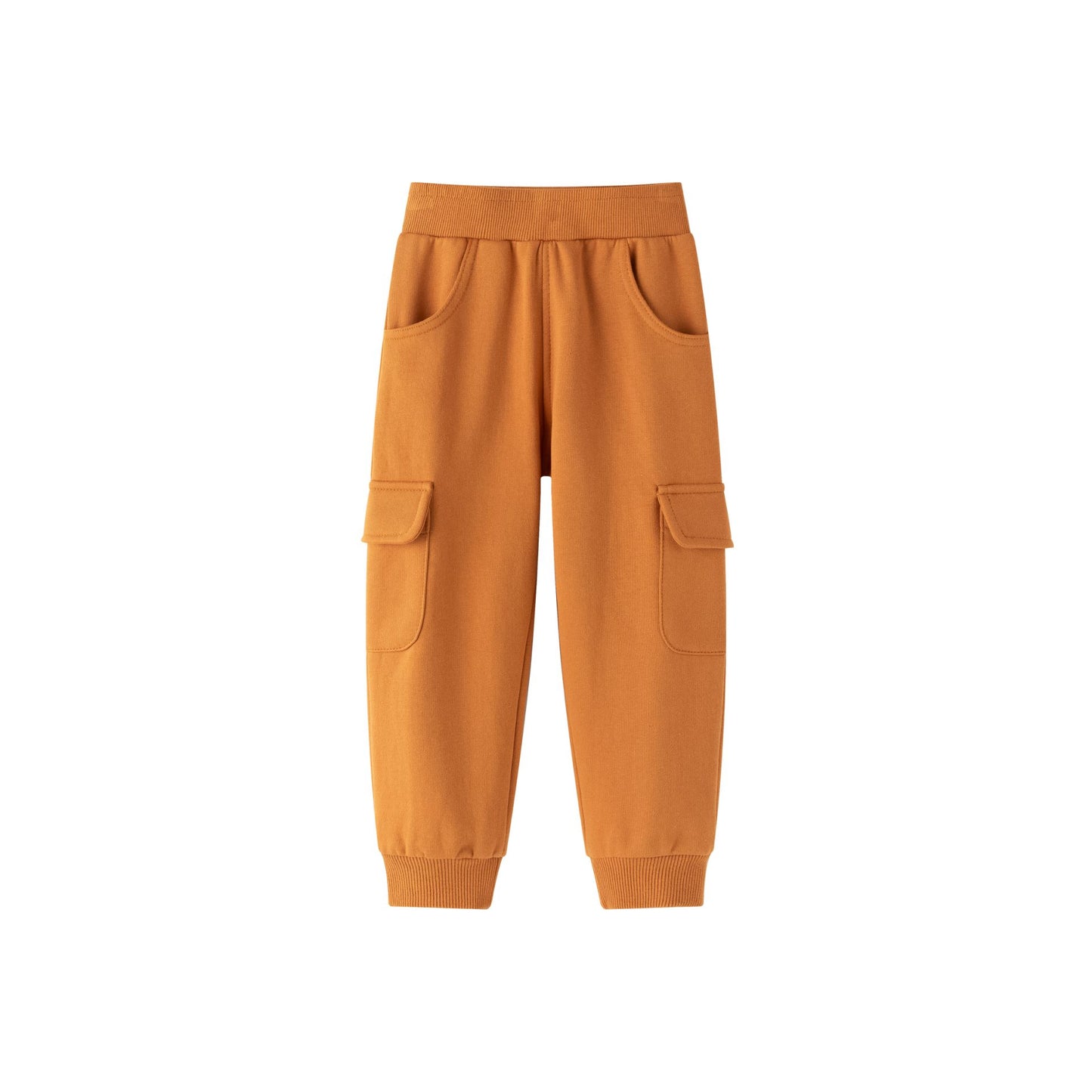 Pantalón niño felpa perchada naranja con bolsillos | 2-6 años