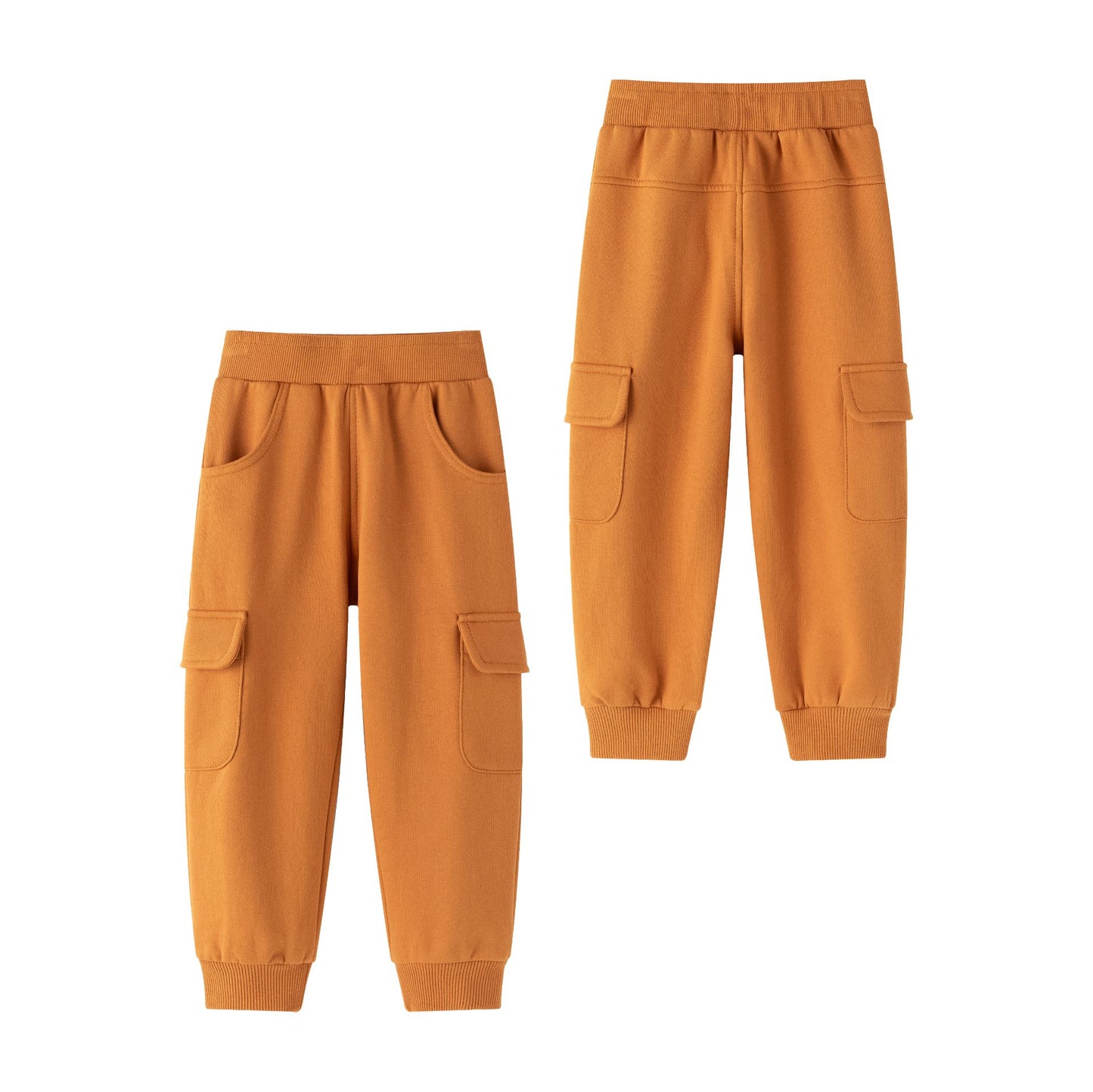 Pantalón niño felpa perchada naranja con bolsillos | 2-6 años