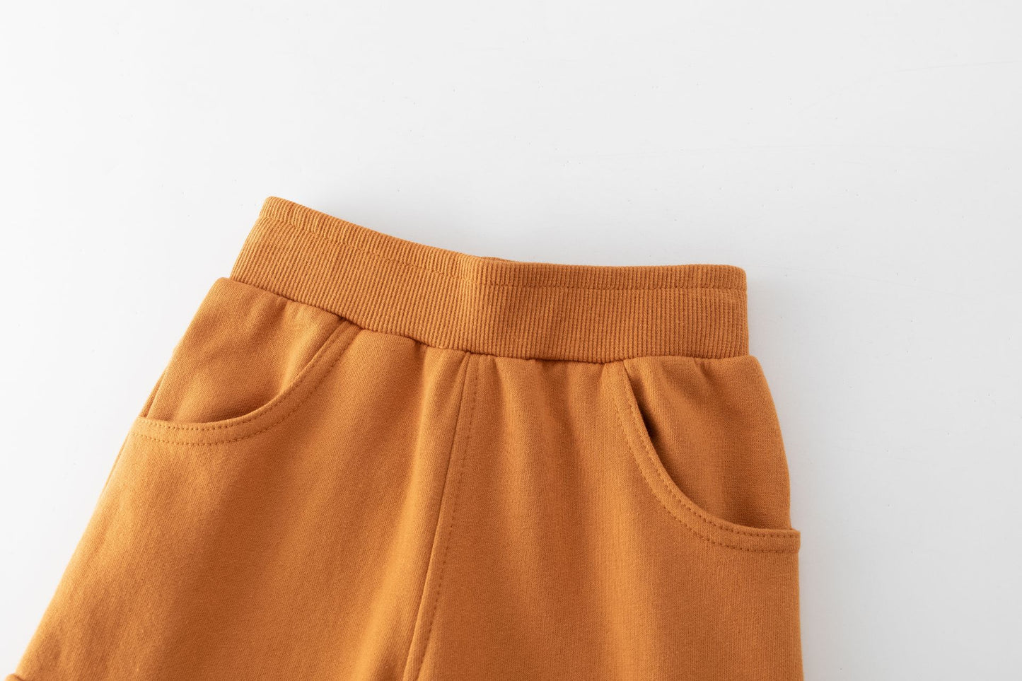 Pantalón niño felpa perchada naranja con bolsillos | 2-6 años