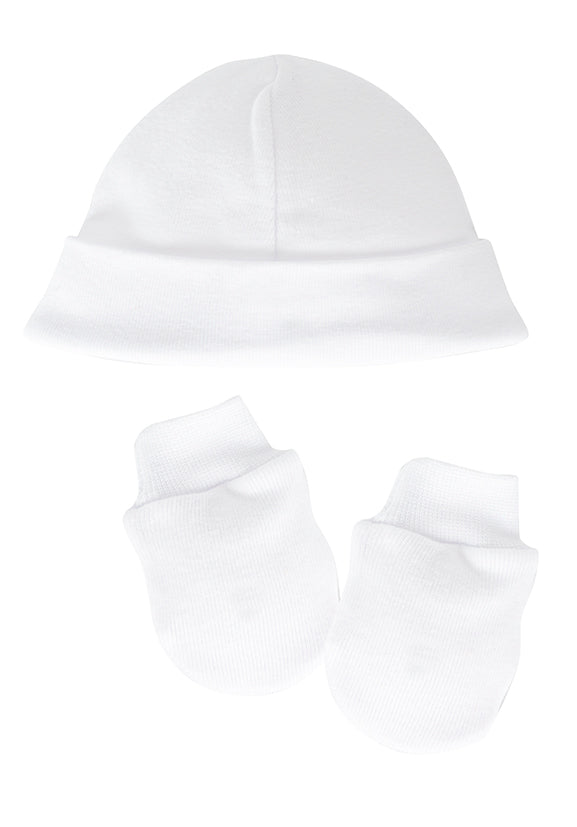Conjunto de primeras puestas en este Pack natal ( gorro+manopla) blanco 100% algodón Calamaro