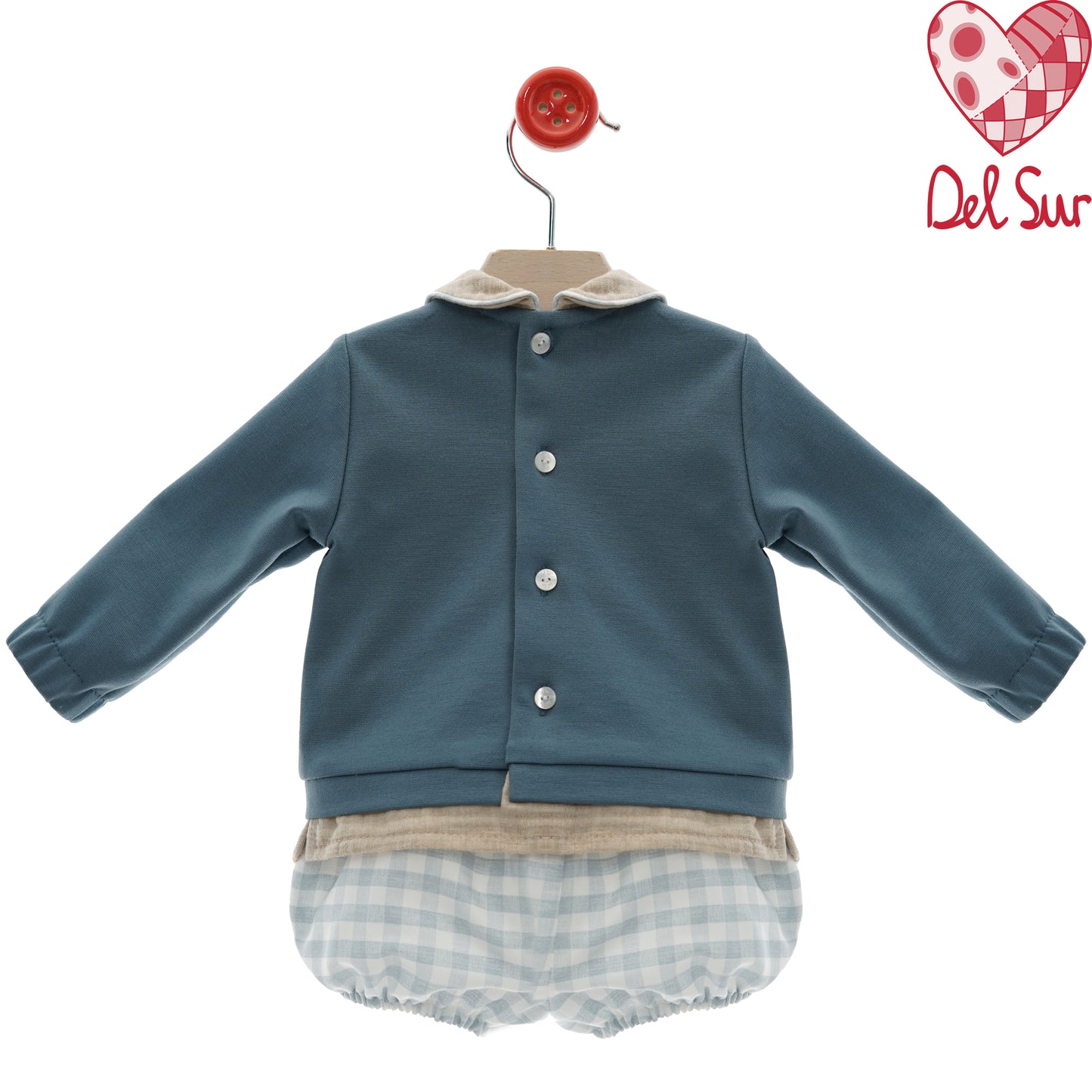 Conjunto bebé niño celeste empolvado | Familia Ovillo Del Sur 🧸