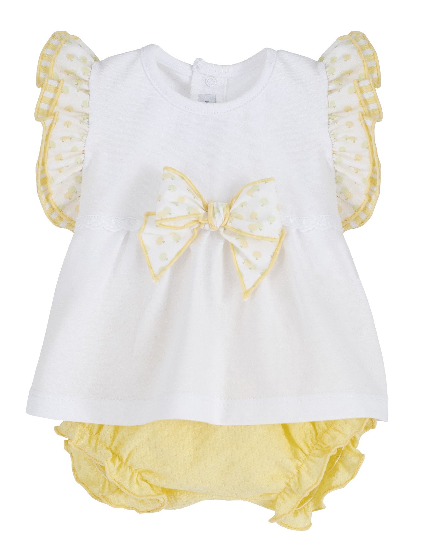 Conjunto Pololo Frisa con Volantes 100 % Algodón – 0-6 Meses