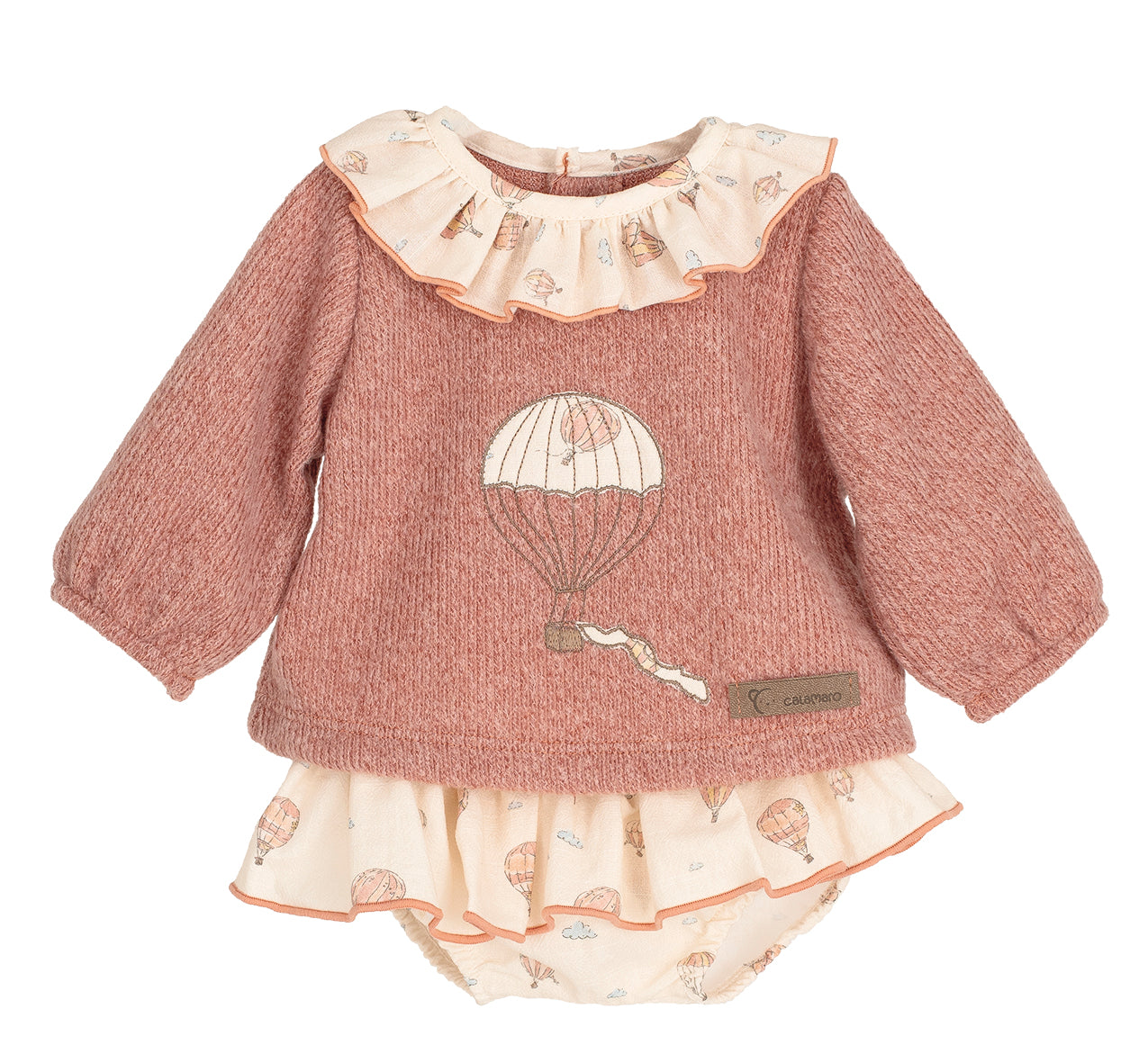 Conjunto Pololo Anemoi Calamaro | Bebé Niña 1-36 Meses con Volantes
