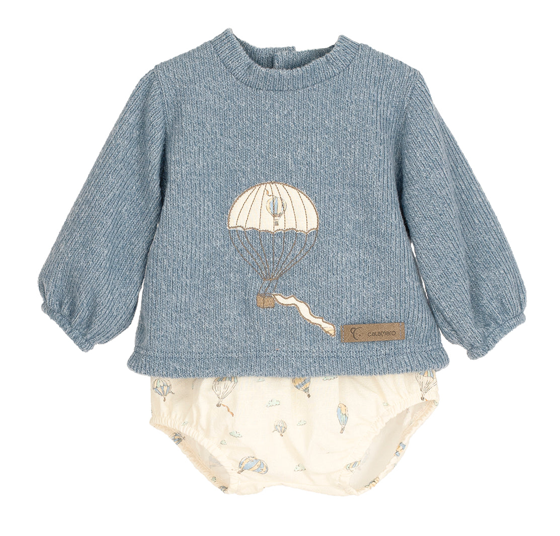 Conjunto Pololo Anemoi Azul Niño Calamaro | Bebé 1-36 Meses Estilo Clásico