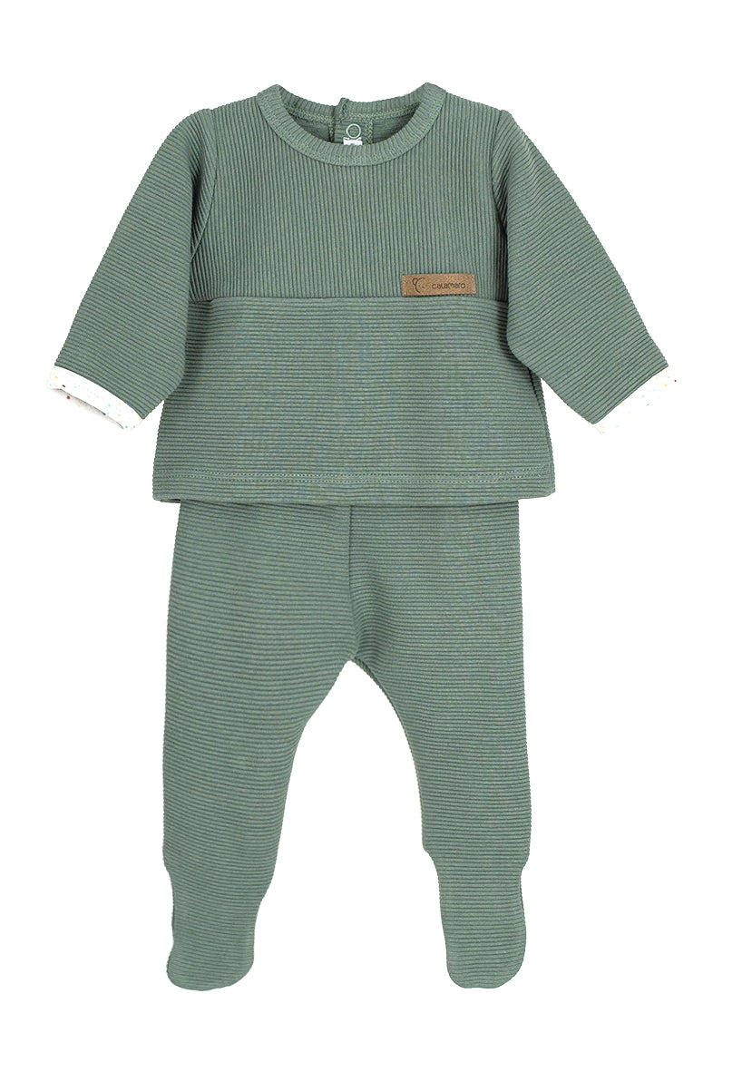 Conjunto Polaina Céfiro Verde Mint Calamaro | Primera Puesta Bebé 0-6 Meses