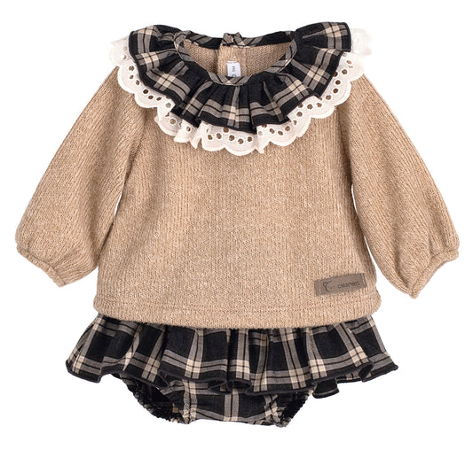 Conjunto Pololo Tramontana Calamaro bebé niña con volantes 86% algodón