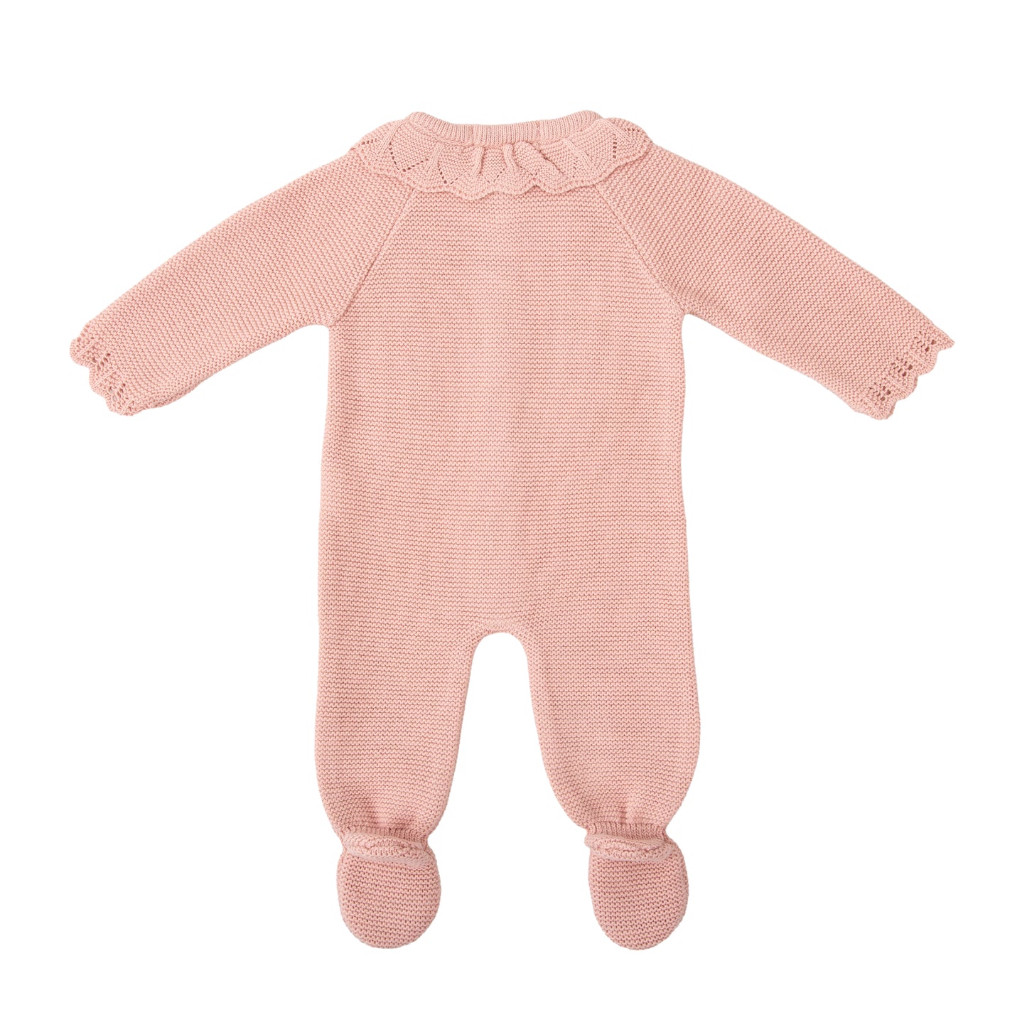 Pelele enterizo + capota bebé niña Babidú Aurora – Punto lana rosa | Tallas 0-12 meses