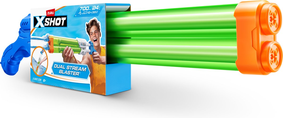 Pistola De Agua X-shot Quad Stream Blaster Con Dos Cañones 13'5x59'6x5'7cm