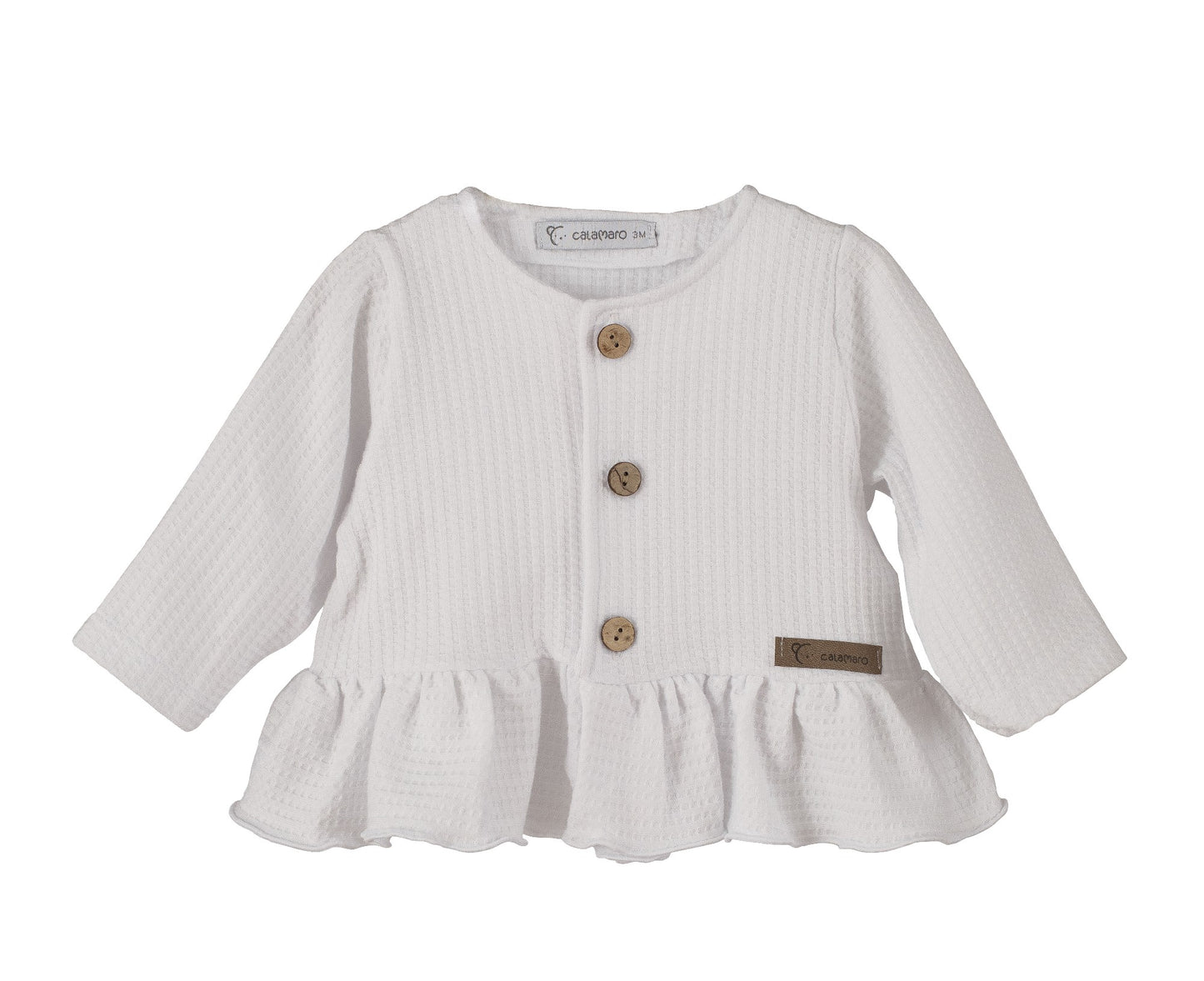 Chaqueta rodas volante crudo bebé Calamaro 3-36 meses