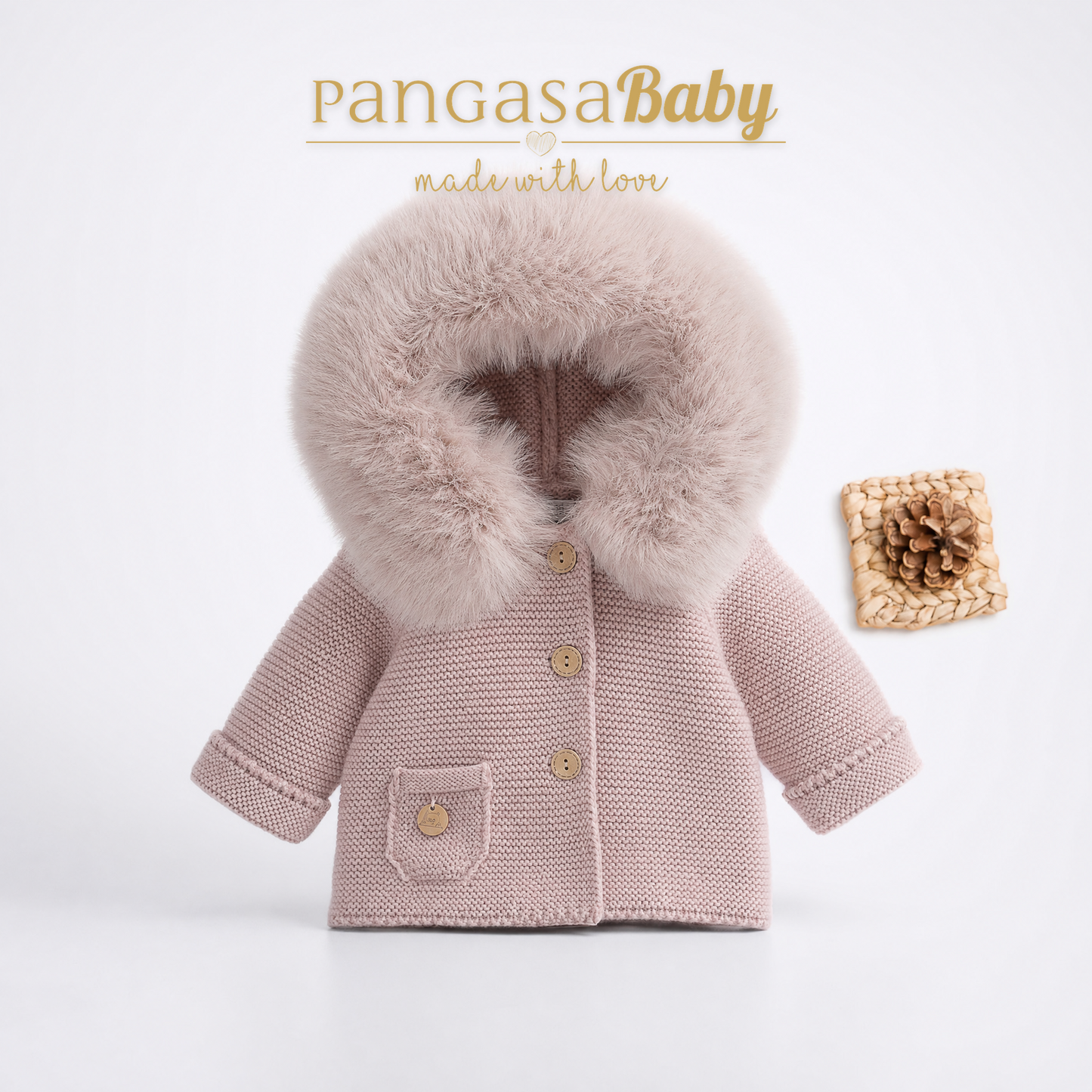 Trenka Luxury Pelo Rosa Vintage Pangasa Baby 🌷 Abrigo dulce y elegante para tu peque