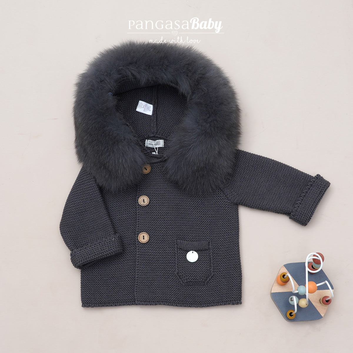 Trenka Luxury Pelo Marengo Pangasa Baby 🖤 Abrigo elegante y cálido para tu peque