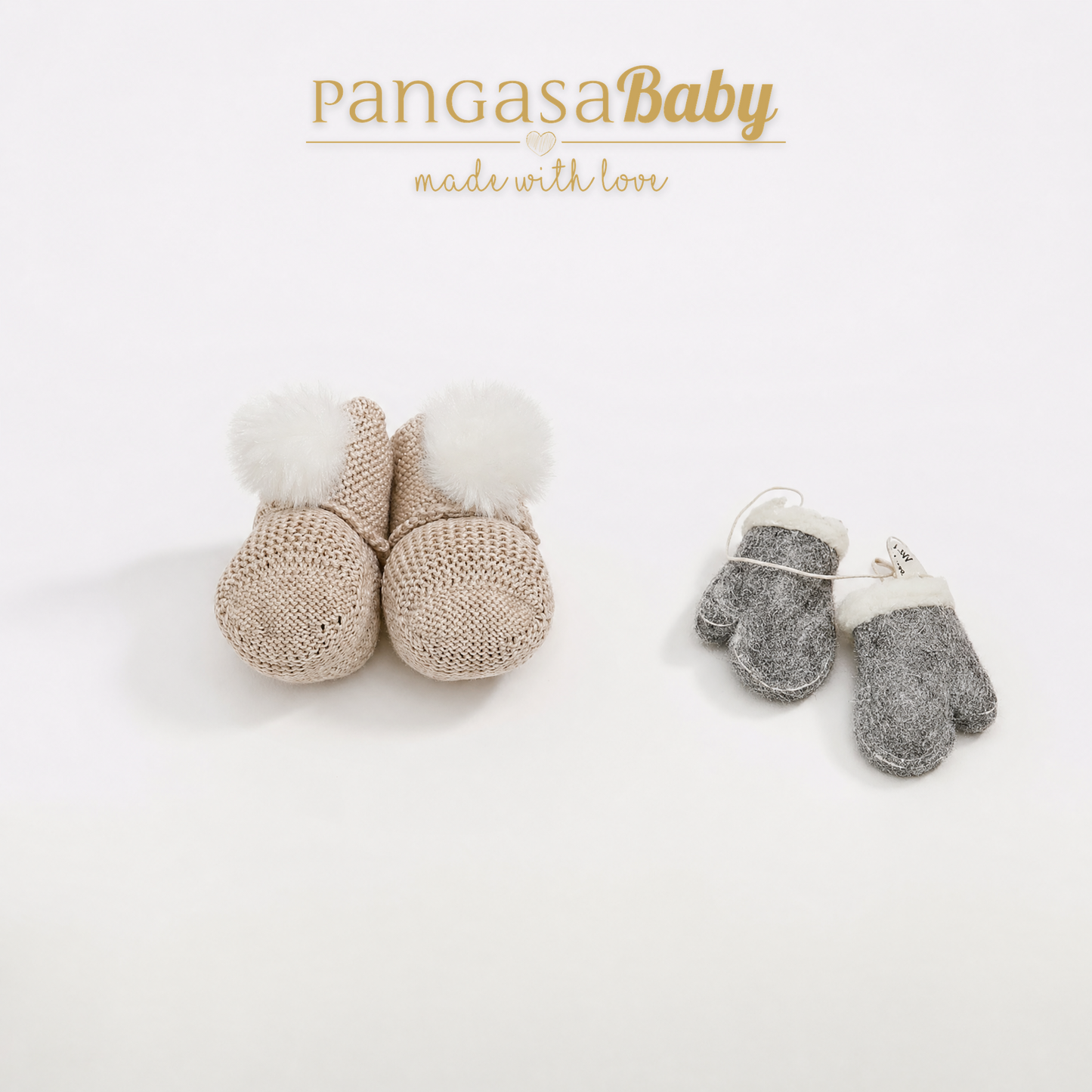 Botita Pompón Bebé arena - Pangasa Baby