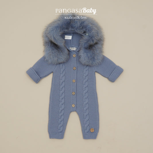 Buzo Bebé Ochos Color Azul Bruma con Capucha Desmontable 0-12 Meses | Pangasa