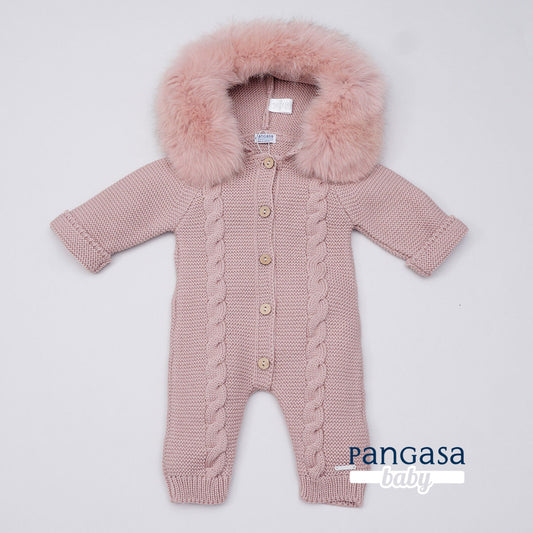 Buzo Bebé Ochos Color Rosa Vintage con Capucha Desmontable 0-12 Meses | Pangasa