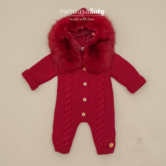 Buzo Bebé Ochos Color Granate con Capucha Desmontable 0-12 Meses | Pangasa