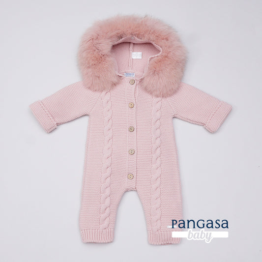 Buzo Bebé Ochos Color Rosa Empolvado con Capucha Desmontable 0-12 Meses | Pangasa