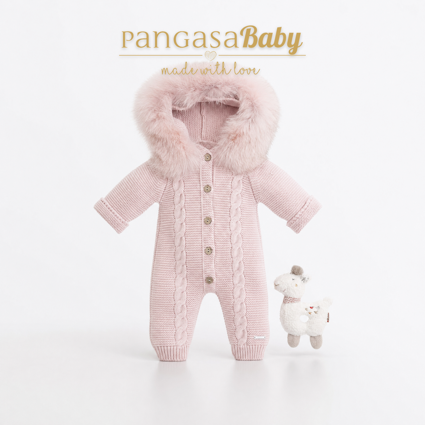 Buzo Ochos Pangasa Baby Rosa Empolvado con Pelo 🩷
