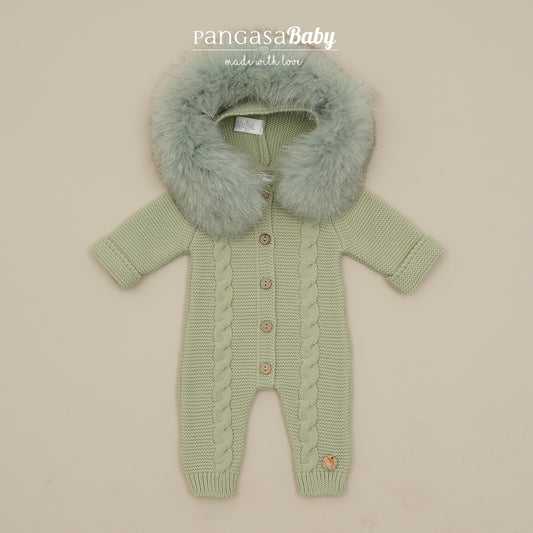 Buzo Bebé Ochos Color Verde Hoja con Capucha Desmontable 0-12 Meses | Pangasa