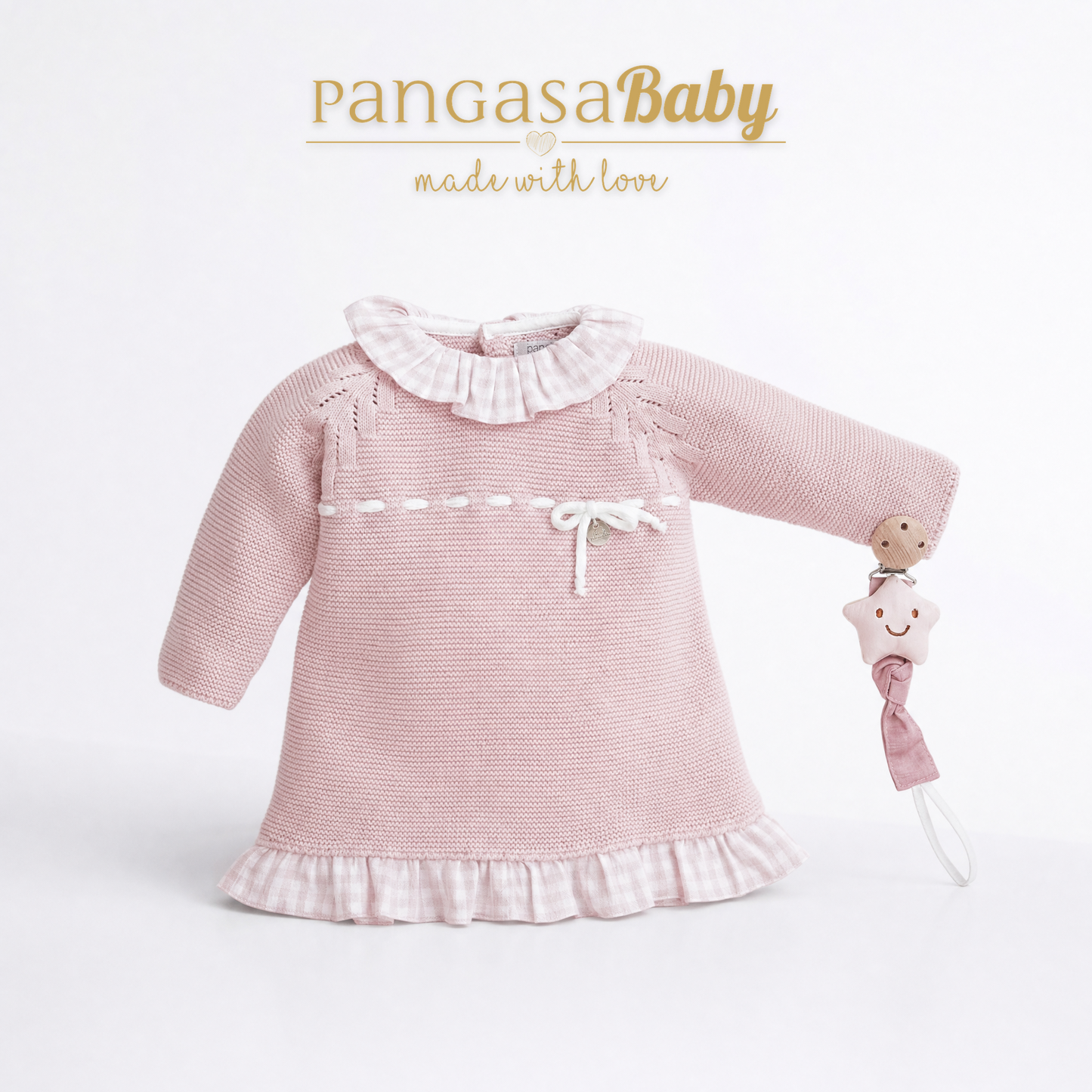 Vestido Soft Todo Punto Pangasa Baby | Rosa Empolvado | 1-24 meses