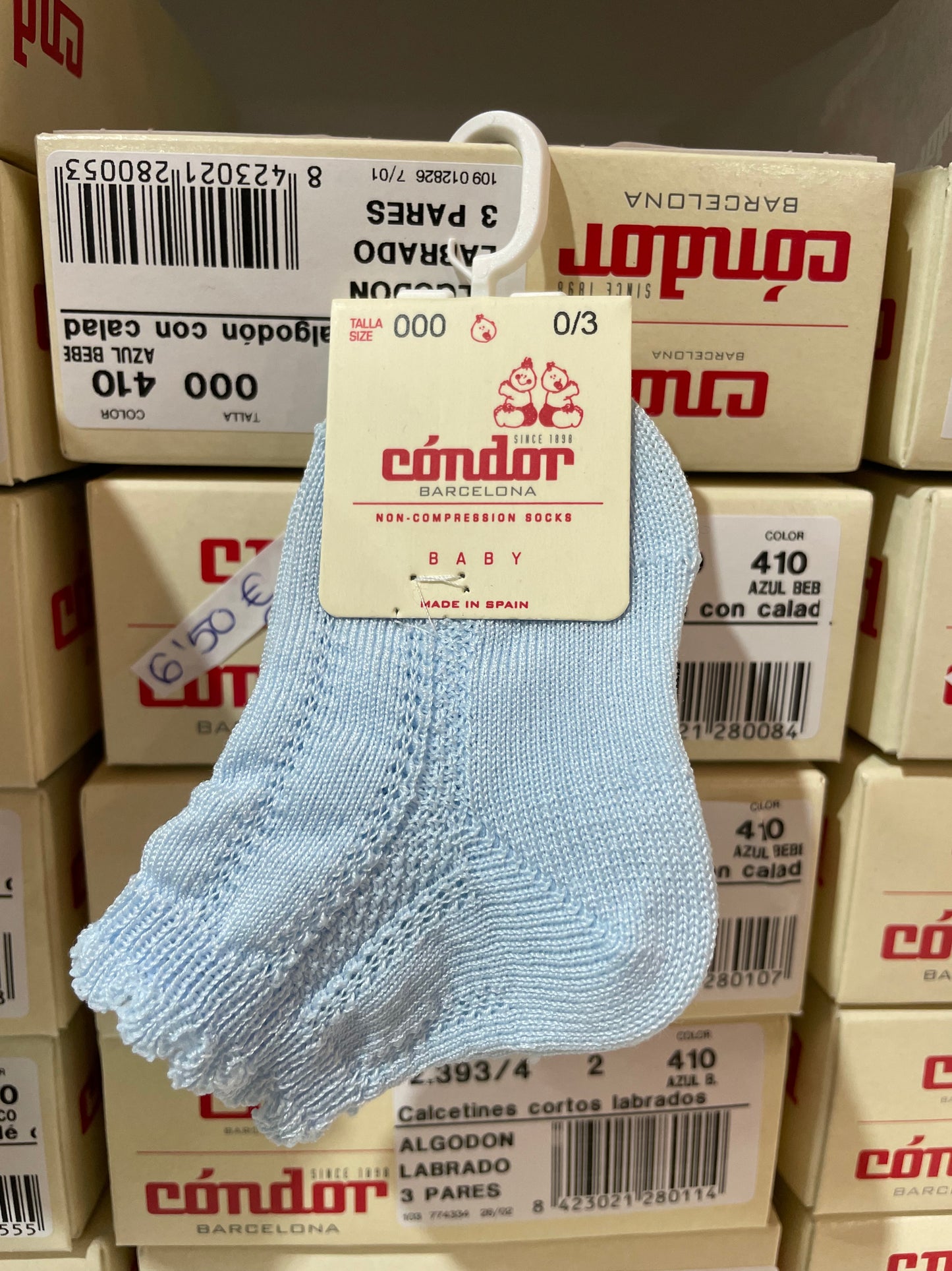 Calcetines algodón con calado azul bebe Cóndor