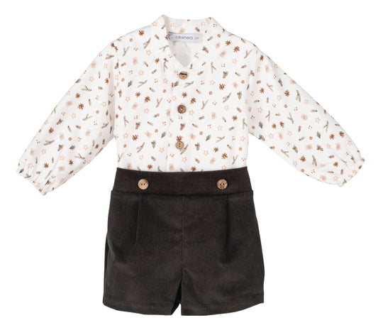 Conjunto Bebé Camisa y Bermuda Visby Niño – Colección Navidad Calamaro (3-24 meses) 🎅👦