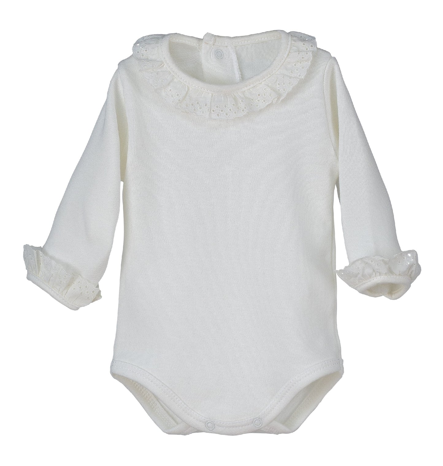 Body bebé Puntilla Man 🤎 cuello volante con puntilla | Calamaro | 100% algodón | Tallas 0-24M