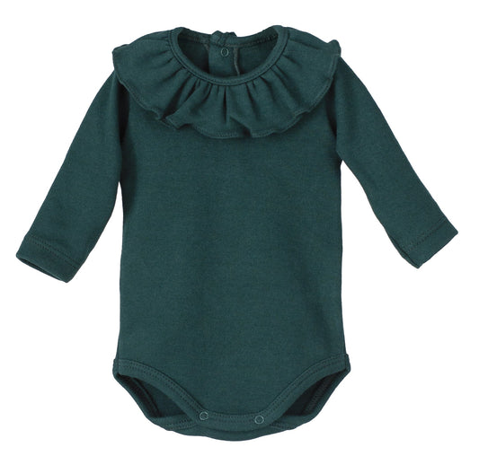 Body Titán Elas Calamaro – Cuello volante verde | Tallas 1-36 meses