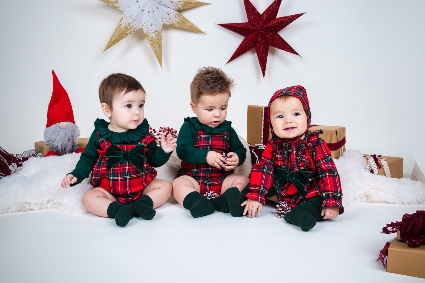 Peto bebé Bidasoa con lazo Calamaro 🎄 | Navidad niña 1-24 meses