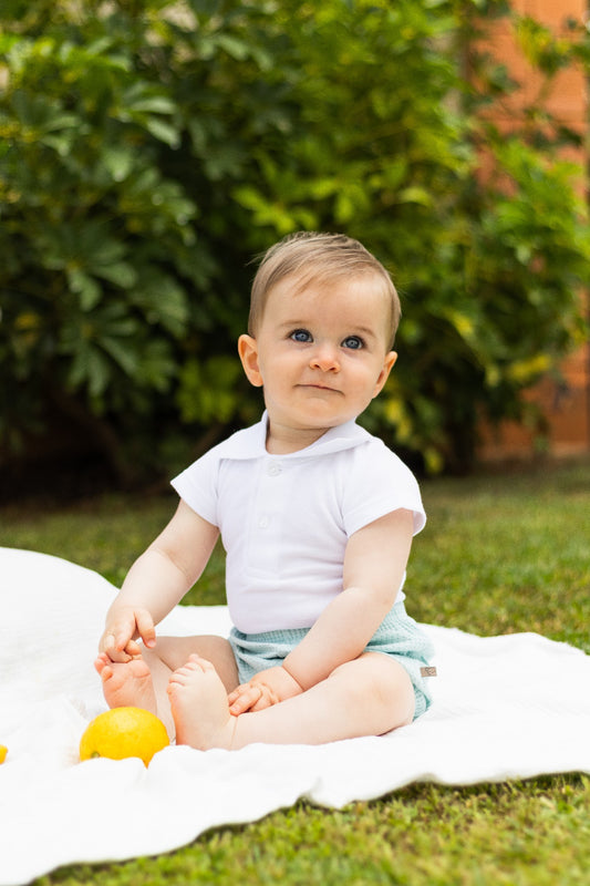 Body Polo manga corta blanco bebe Calamaro 3-36 meses