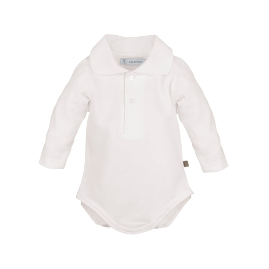 Body Polo bebé manga larga blanco – Calamaro 3-36 meses