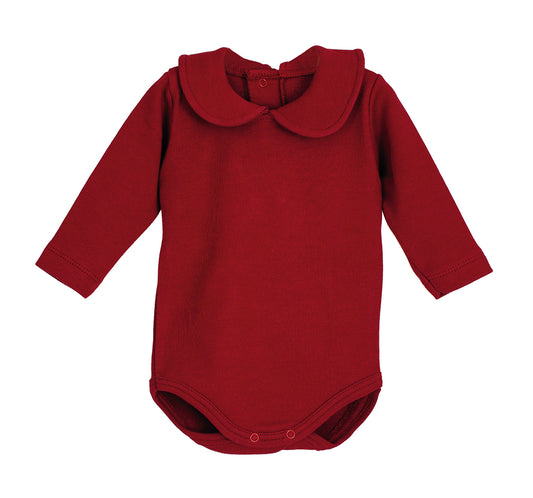 Body Lugo Elas Calamaro – Manga larga con cuello bebé granate | Tallas 1-36 meses