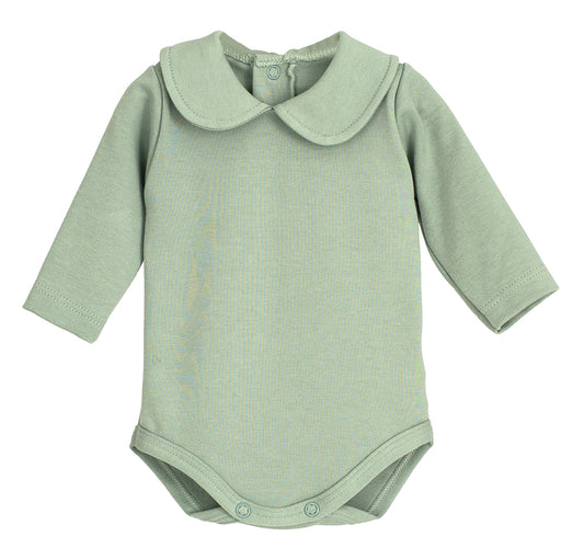 Body Lugo Elas Calamaro – Manga larga con cuello bebé verde mint | Tallas 1-36 meses