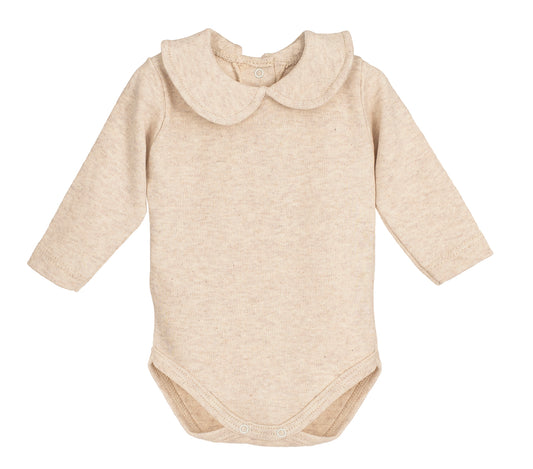 Body Lugo Elas Calamaro – Manga larga con cuello bebé Arena| Tallas 1-36 meses