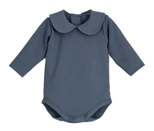 Body Lugo Elas Calamaro – Manga larga con cuello bebé Denim| Tallas 1-36 meses