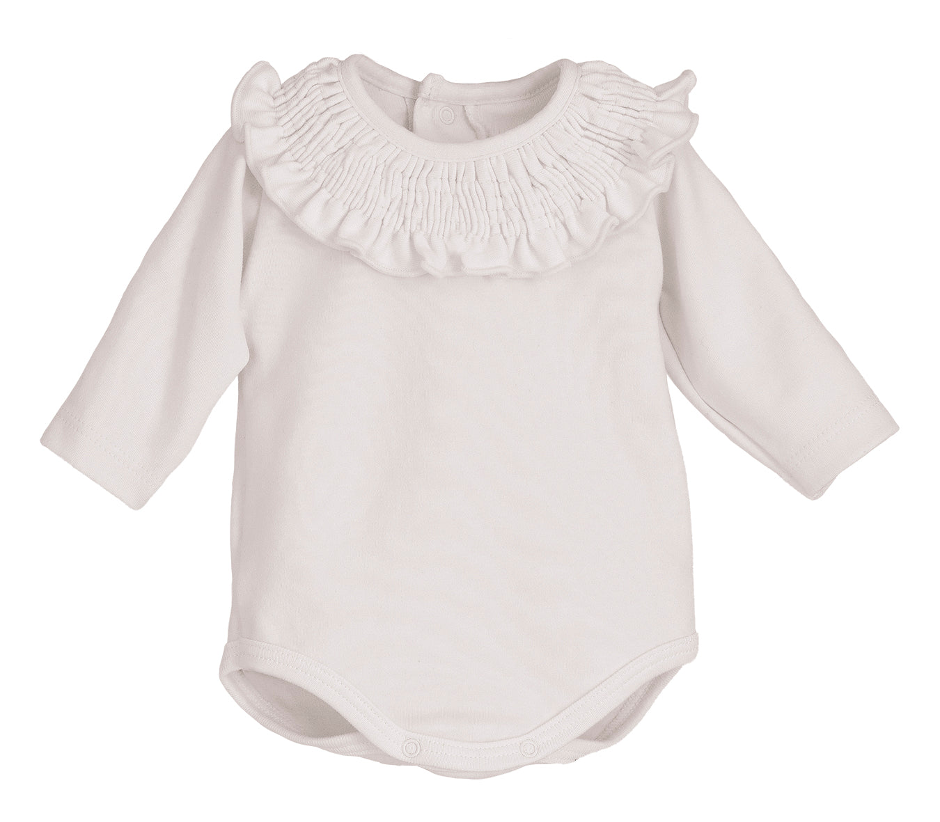 Body bebé Titán Gom 🤍 cuello volante con filito blanco | Calamaro | 95% algodón | Tallas 1-24M