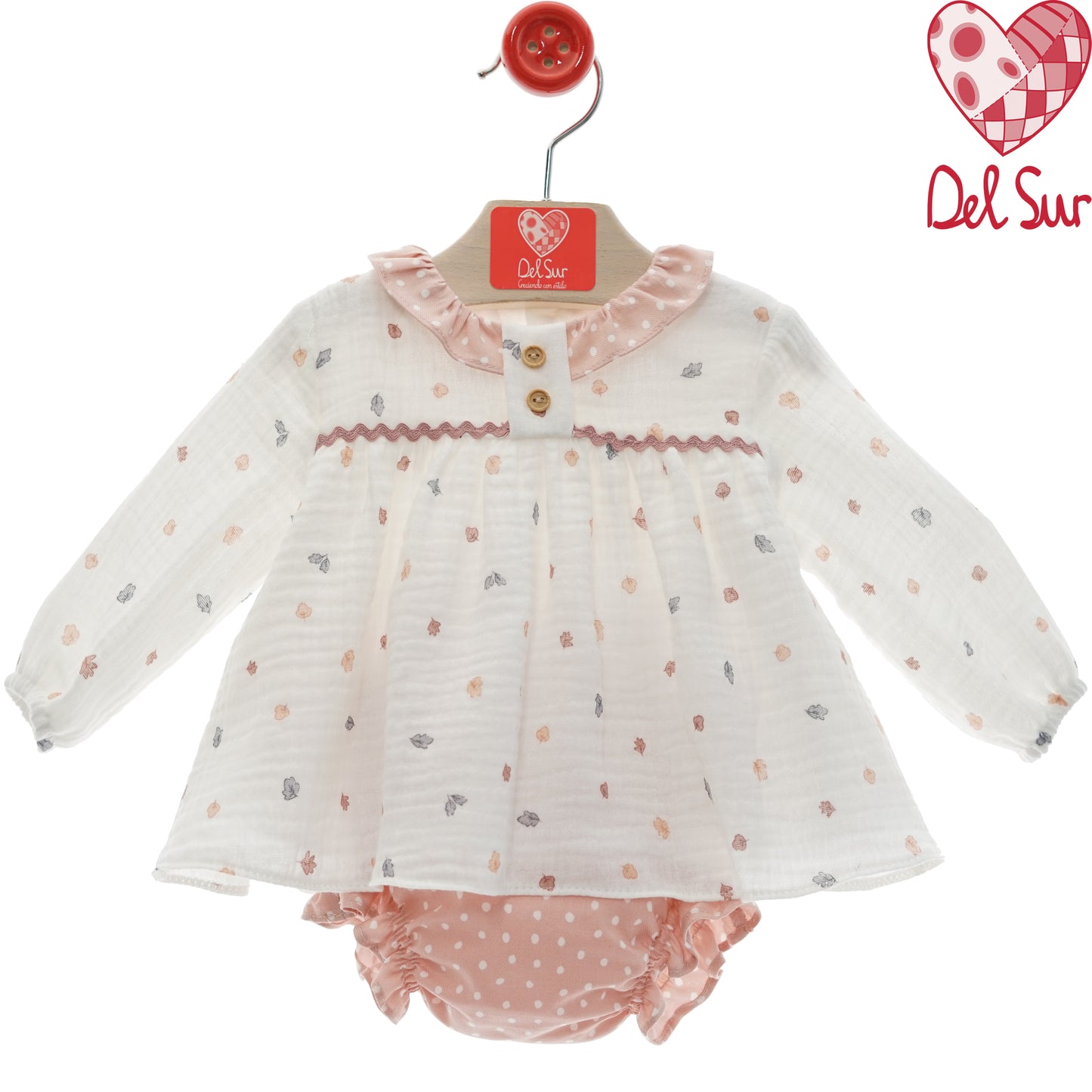 Jesusito bebé niña Entretelas con estampado otoñal y topitos – Del Sur (1-36 meses)