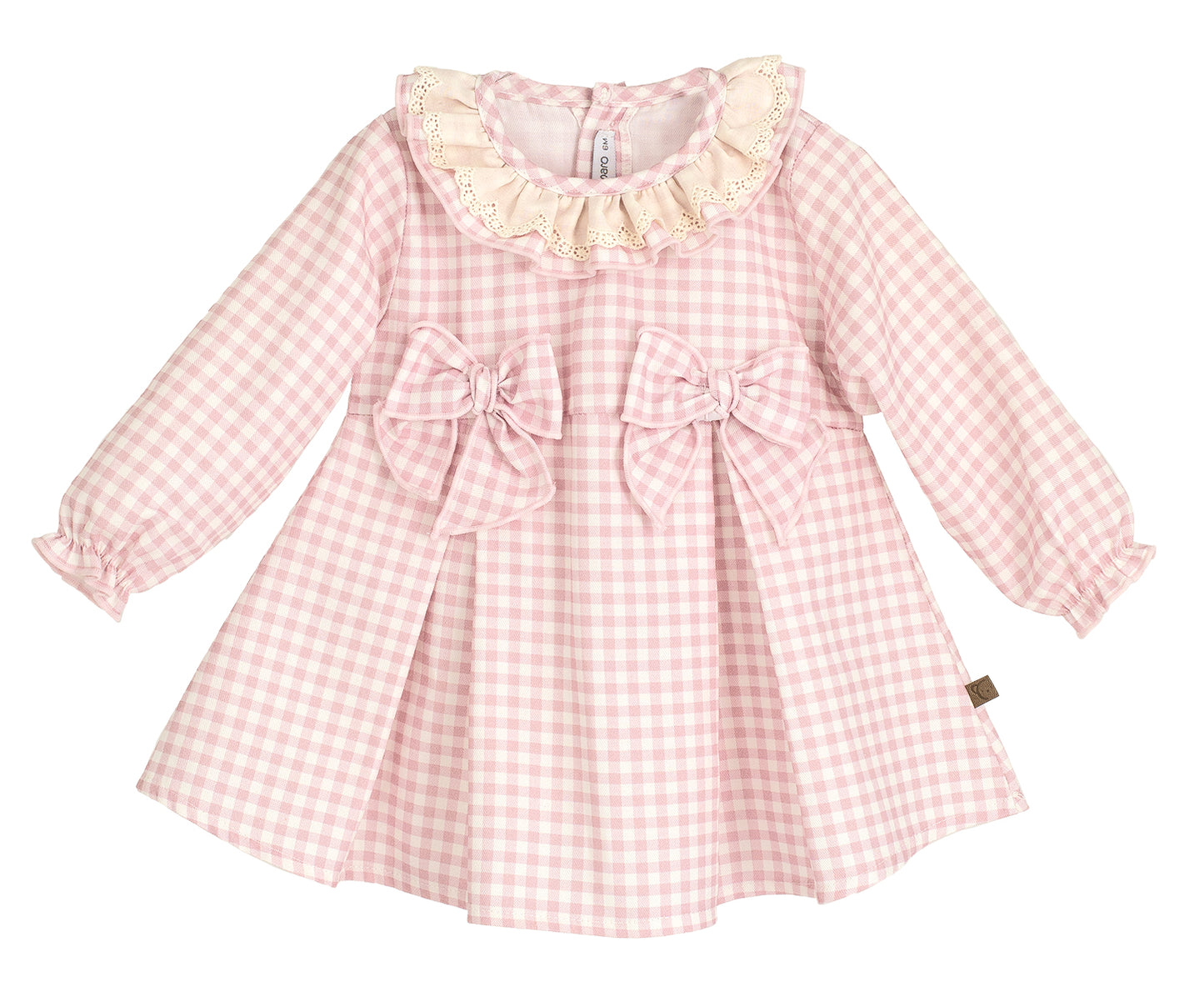 Vestido Berg Rosa Cuadro Vichy Calamaro | Niña Bebé 6-24 Meses y Niña 3-6 Años 100% Algodón