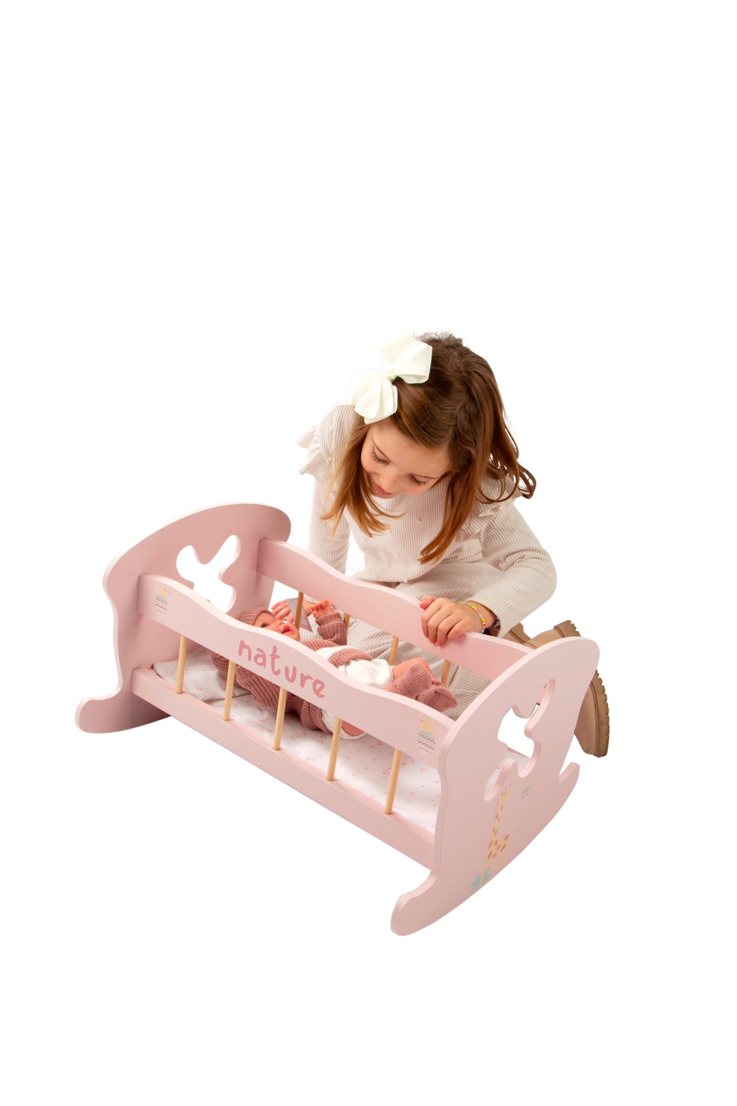 Cama balancín Nature de madera con almohada y colcha – Colección Nature 🪵