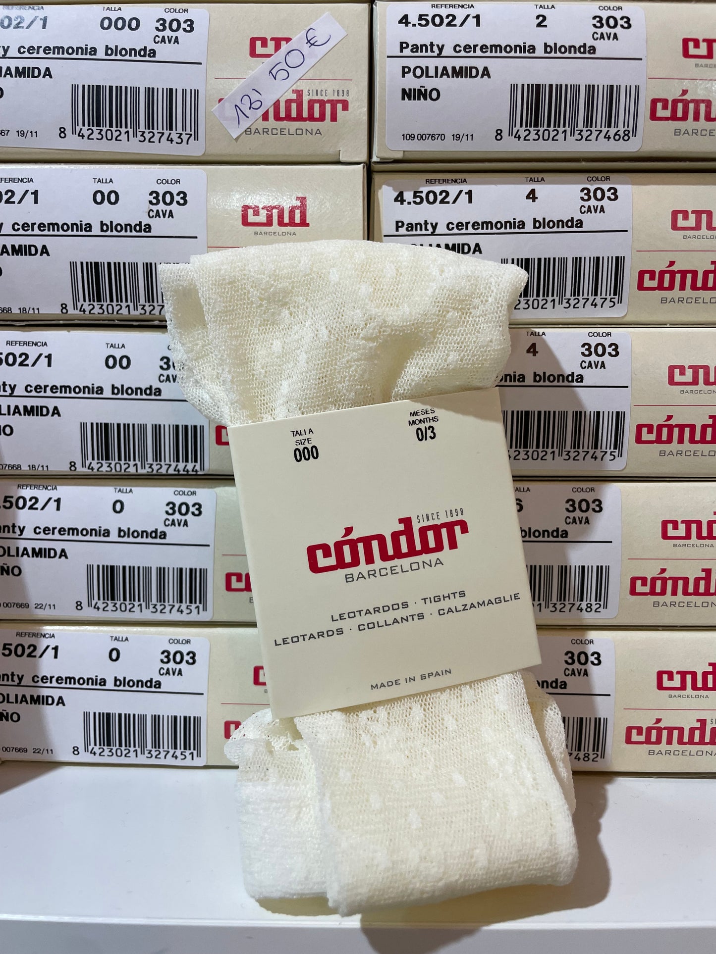 Panty ceremonia blonda cava para bebé y niña en una gran variedad de color en tallas de 0-3 meses a 12 años. Cóndor