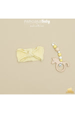 Diadema Bebé Amarillo Pastel de Punto con Lazo Pangasa 100% Algodón – Colección Verano