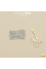 Diadema Bebé Beige de Punto con Lazo Pangasa 100% Algodón – Colección Verano