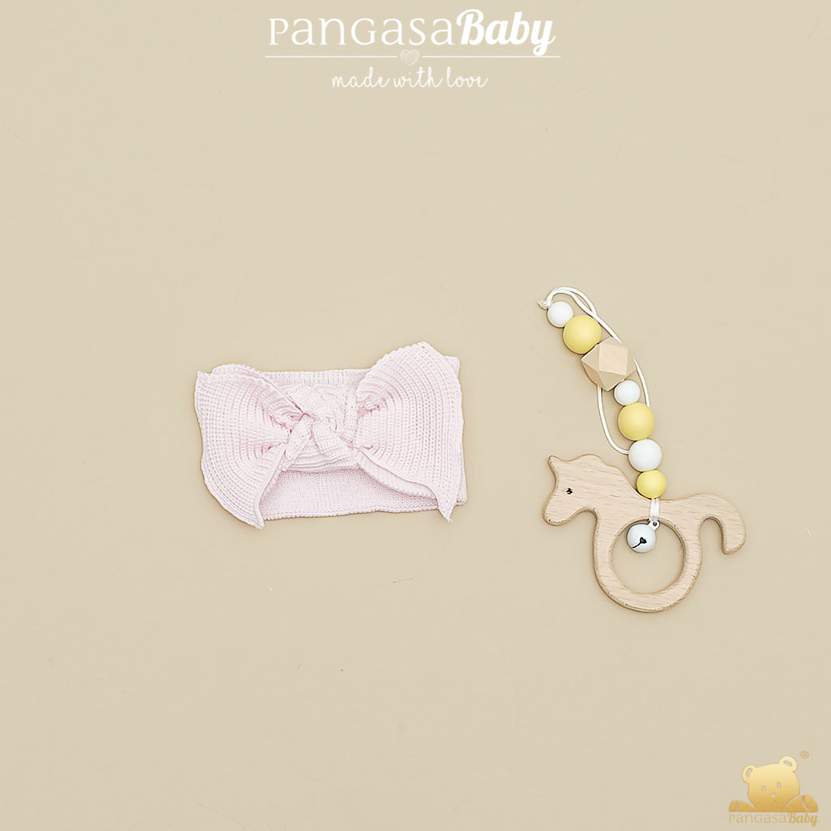 Diadema Bebé Rosa bebe de Punto con Lazo Pangasa 100% Algodón – Colección Verano