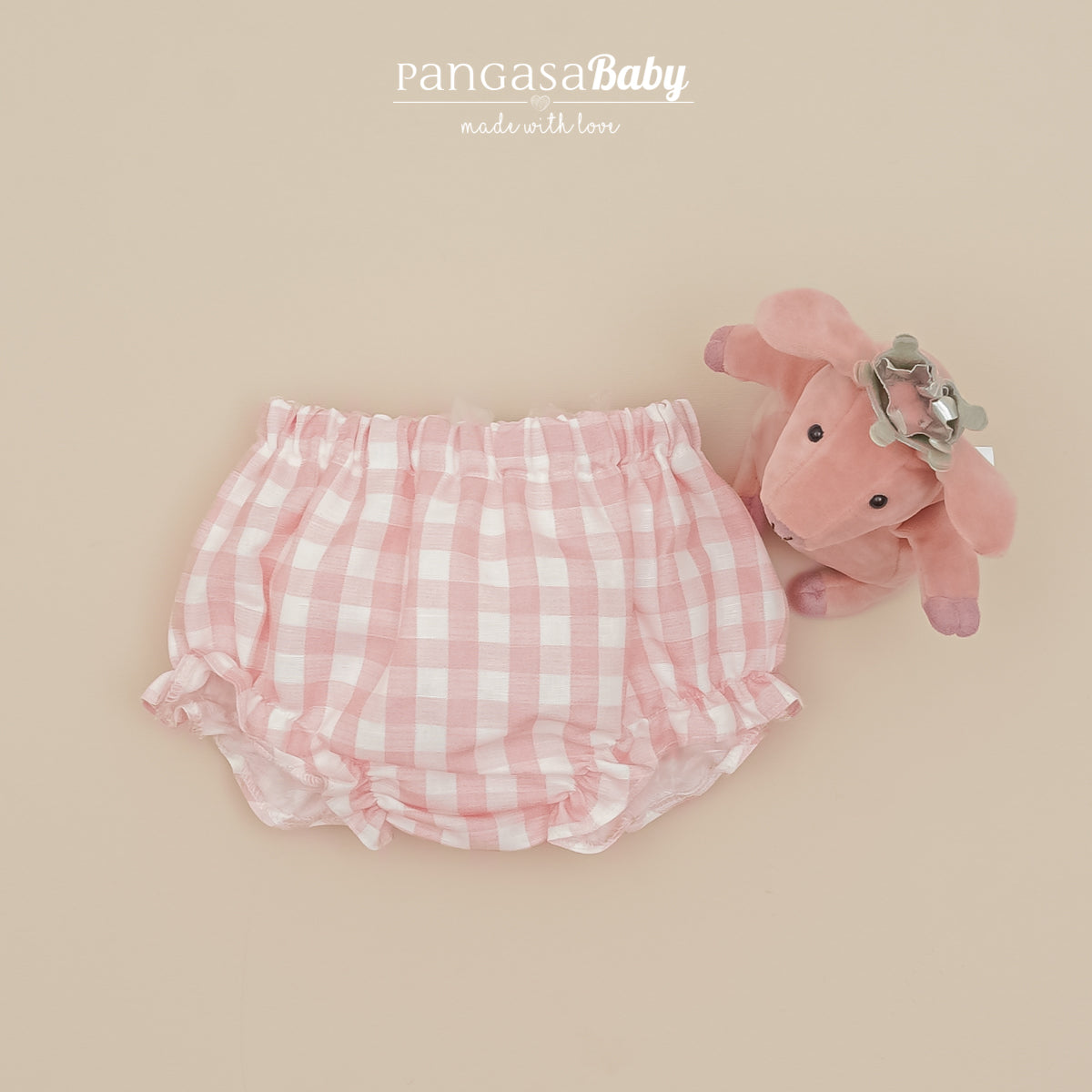 Braguita cubre pañal bebé cuadros rosa empolvado Pangasa Baby | 0 a 24 meses