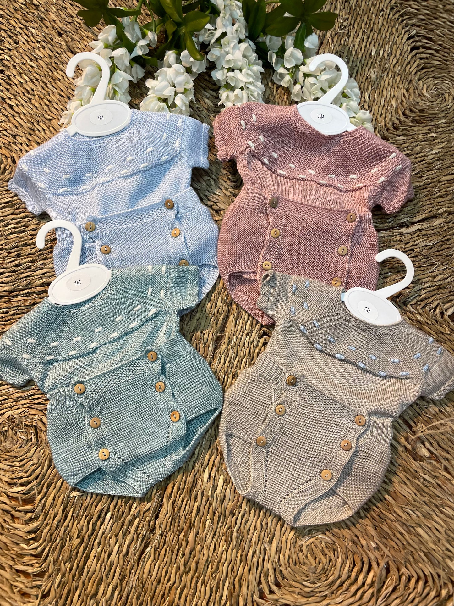 Conjunto hilo manga corta y ranita bebe primera puesta Cádiz 1-3-6 meses