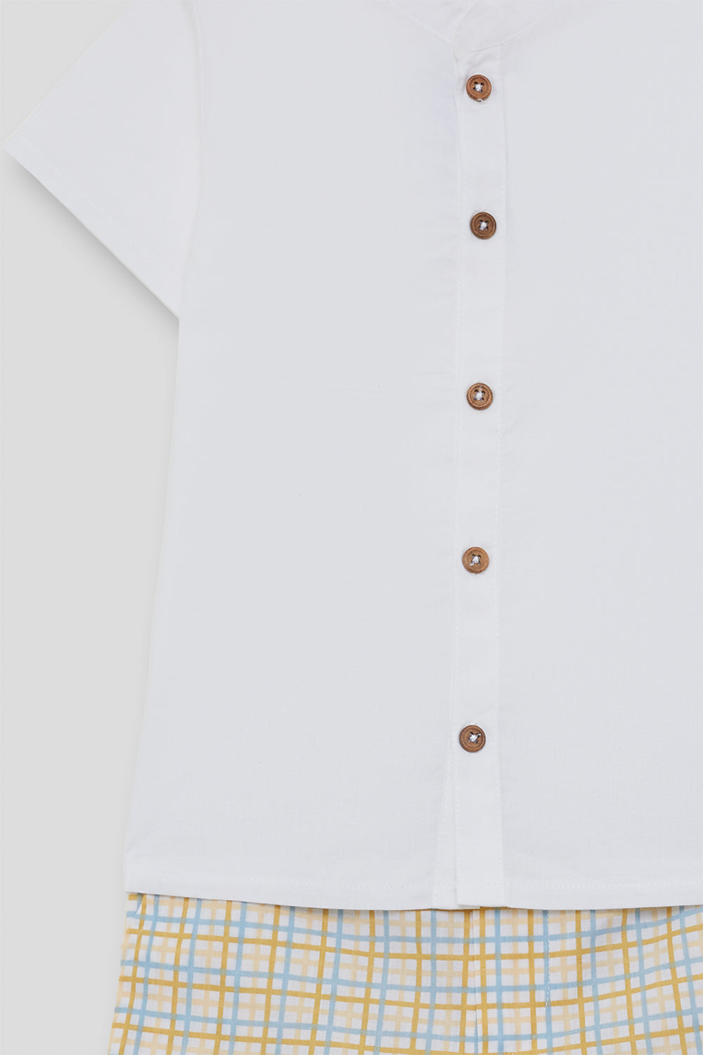 Conjunto Niño Camisa Blanca y Short Cuadros amarillos 3-8 Años – Street Monkey Verano
